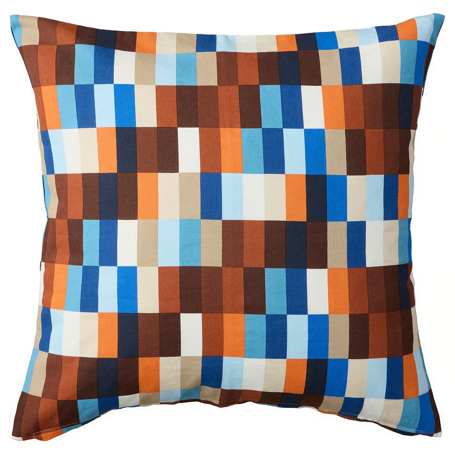 951-1 loevnaturskog-cushion-cover-brown-blue LÖVNATURSKOG Cushion cover, brown/blue, 50x50 cm - Image 1