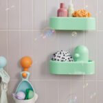 HUMLESJÖN Basket with suction cup, light green, 26x13x7 cm - Image 2