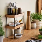 NÅLBLECKA Kitchen countertop organiser, metal/bamboo, 23x13x15 cm - Image 3