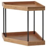 NÅLBLECKA Corner shelf, metal/bamboo for kitchen countertop, 28x28x28 cm