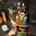 NÅLBLECKA Corner shelf, metal/bamboo for kitchen countertop, 28x28x28 cm - Image 3