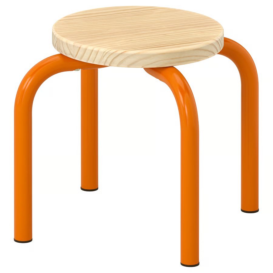 955-1 grejsimojs-childrens-stool-wood-orange GREJSIMOJS Children's stool, wood/orange - Image 1