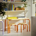 GREJSIMOJS Children's stool, wood/orange - Image 2