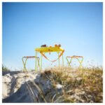STRANDÖN Folding stool, bright yellow/bright orange - Image 4