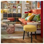 MÖRTFORS Pouffe, Diseröd dark yellow, 47x47 cm - Image 2