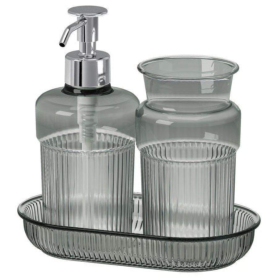 999-1 brofjaerden-3-piece-bathroom-set-grey BROFJÄRDEN 3-piece bathroom set, grey - Image 1