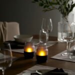 HJULMÖJA LED table decoration, glass/battery-operated, greyish-black - Image 2