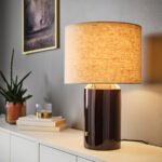 HALGATT Table lamp, dimmable, beige/brown ceramic, 49 cm - Image 2
