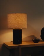 HALGATT Table lamp, dimmable, beige/brown ceramic, 49 cm - Image 4