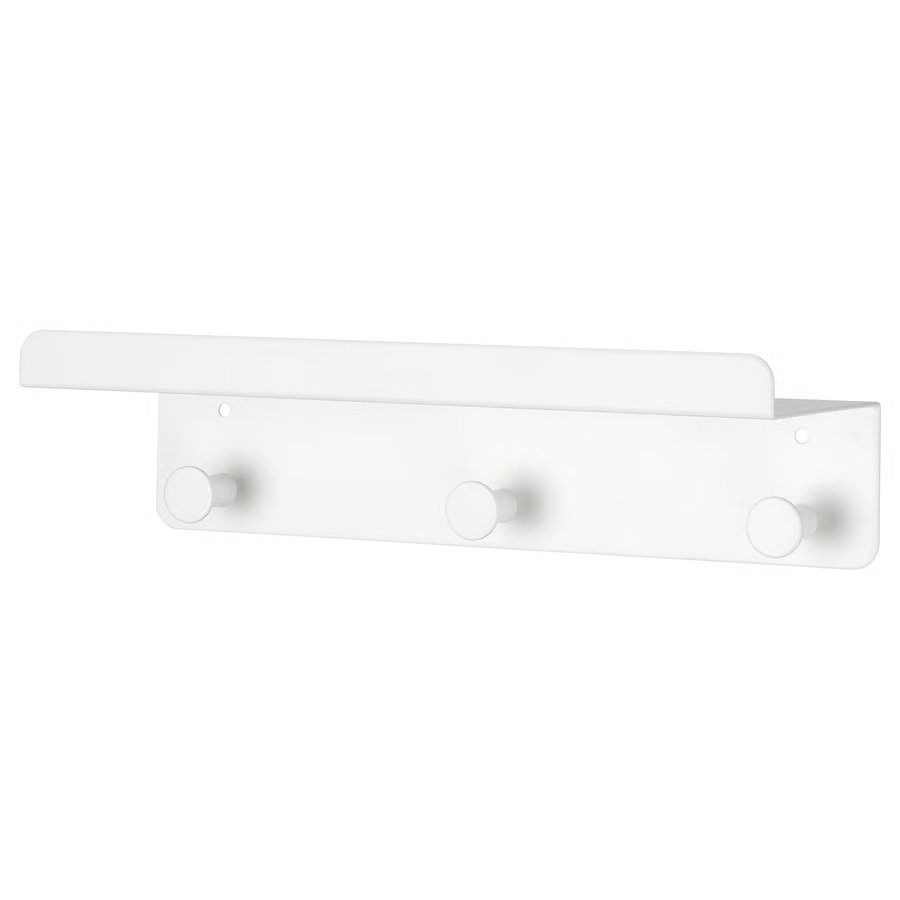 1042-1 enudden-wall-shelf-with-3-hooks-white ENUDDEN Wall shelf with 3 hooks, white - Image 1