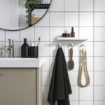 ENUDDEN Wall shelf with 3 hooks, white - Image 2