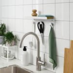 ENUDDEN Wall shelf with 3 hooks, white - Image 3