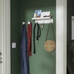 ENUDDEN Wall shelf with 3 hooks, white - Image 4