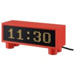 KORTLINJE Alarm clock with hygro-/thermometer, red, 18x6x7 cm