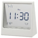 RÖDBENA Alarm clock with hygro-/thermometer, 10x11x5 cm