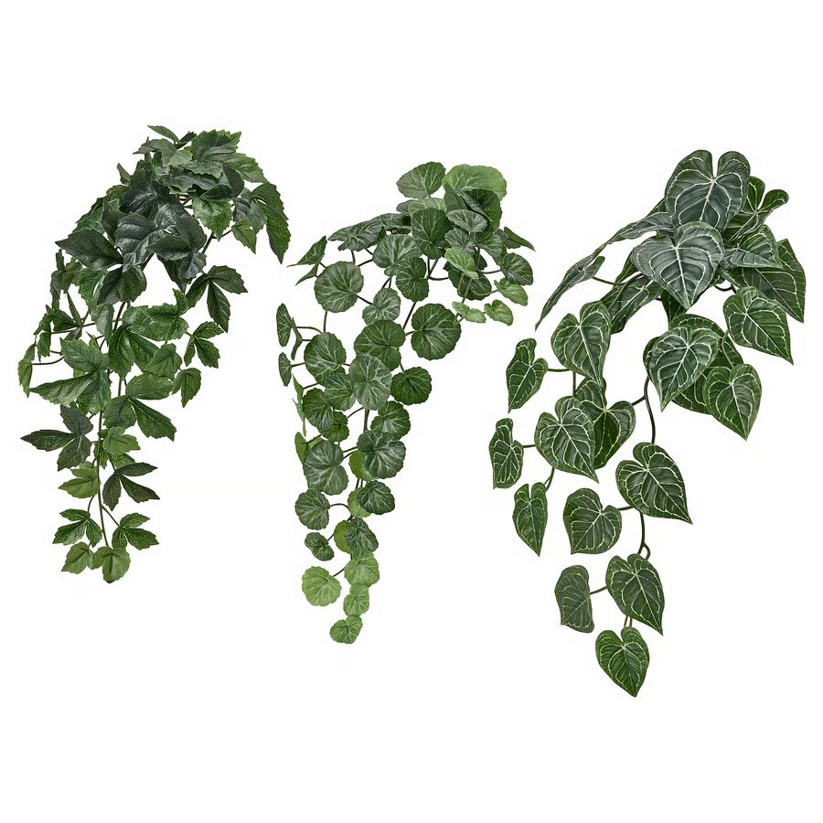 1057-1 fejka-artificial-plant-set-of-3-with-wall-holder-in-outdoor-green FEJKA Artificial plant, set of 3 with wall holder, in/outdoor green - Image 1