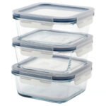 IKEA 365+ Food container with lid, square/glass, 600 ml, 3 pack