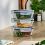 IKEA 365+ Food container with lid, square/glass, 600 ml, 3 pack - Image 2