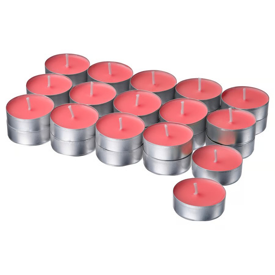 1062-1 lotsfagel-scented-tealight-watermelon-bright-pink LOTSFÅGEL Scented tealight, Watermelon/bright pink, 3.5 hr, 30 pack - Image 1