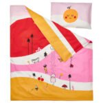 GRÖNFINK Duvet cover and 1 pillowcase for cot, multicolour/striped, 110x125/35x55 cm - Image 2