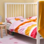 GRÖNFINK Duvet cover and 1 pillowcase for cot, multicolour/striped, 110x125/35x55 cm - Image 4
