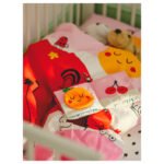 GRÖNFINK Duvet cover and 1 pillowcase for cot, multicolour/striped, 110x125/35x55 cm - Image 6
