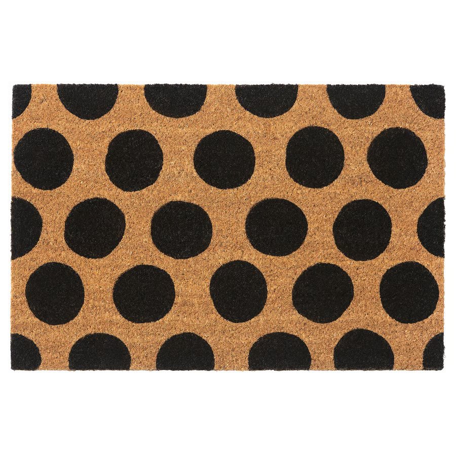 1111-1 tagfordon-door-mat-black-dot-pattern TÅGFORDON Door mat, black/dot pattern, 40x60 cm - Image 1