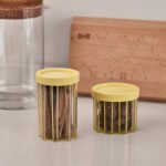 SPJUTLILJA Jar with lid, set of 2, light yellow - Image 2