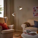 SJÖMAKT Floor lamp with 2-spot, beige/ash, 156 cm - Image 4