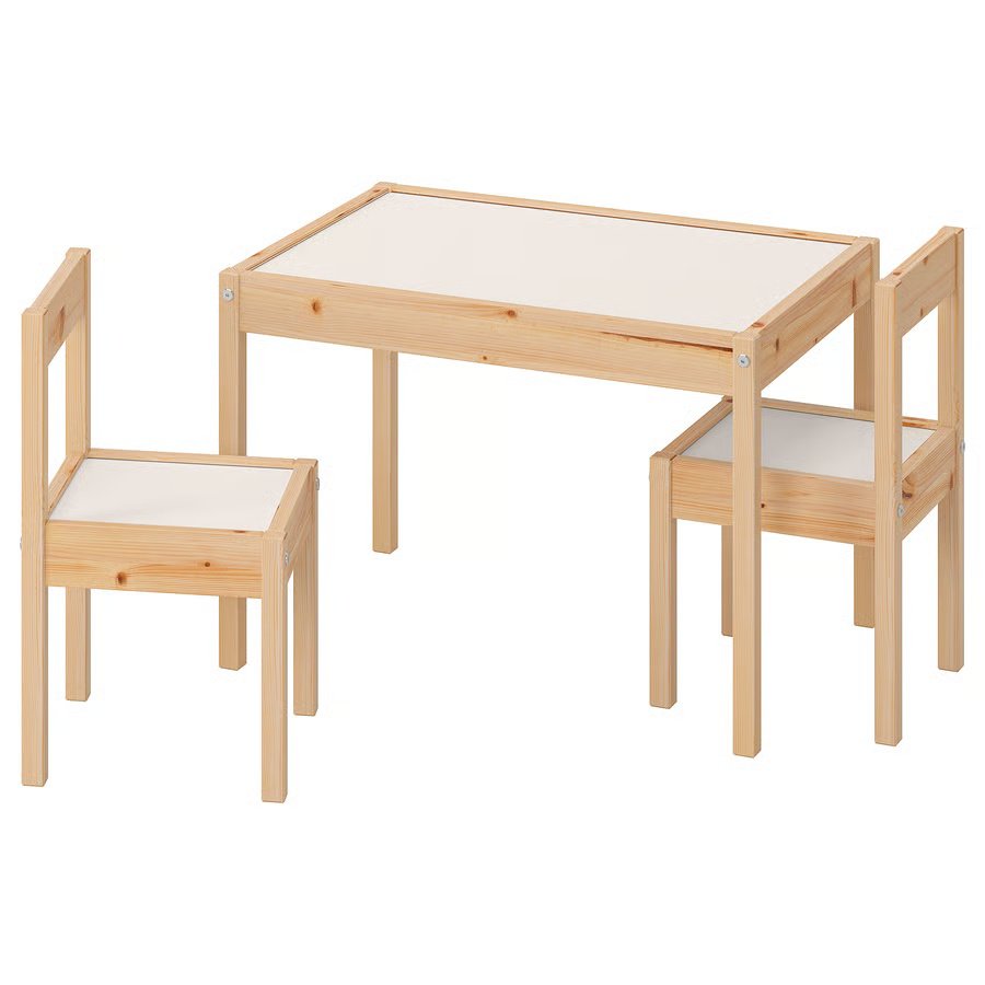 1127-1 laett-childrens-table-with-2-chairs-white-pine LÄTT Children's table with 2 chairs, white/pine - Image 1