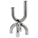 SNÖDUVA Candlestick, for 2 candles, silver-colour, 25 cm