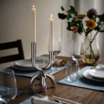 SNÖDUVA Candlestick, for 2 candles, silver-colour, 25 cm - Image 2