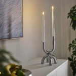 SNÖDUVA Candlestick, for 2 candles, silver-colour, 25 cm - Image 3