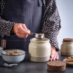 BRUGDHAJ Jar with lid, beige, 1 l - Image 2
