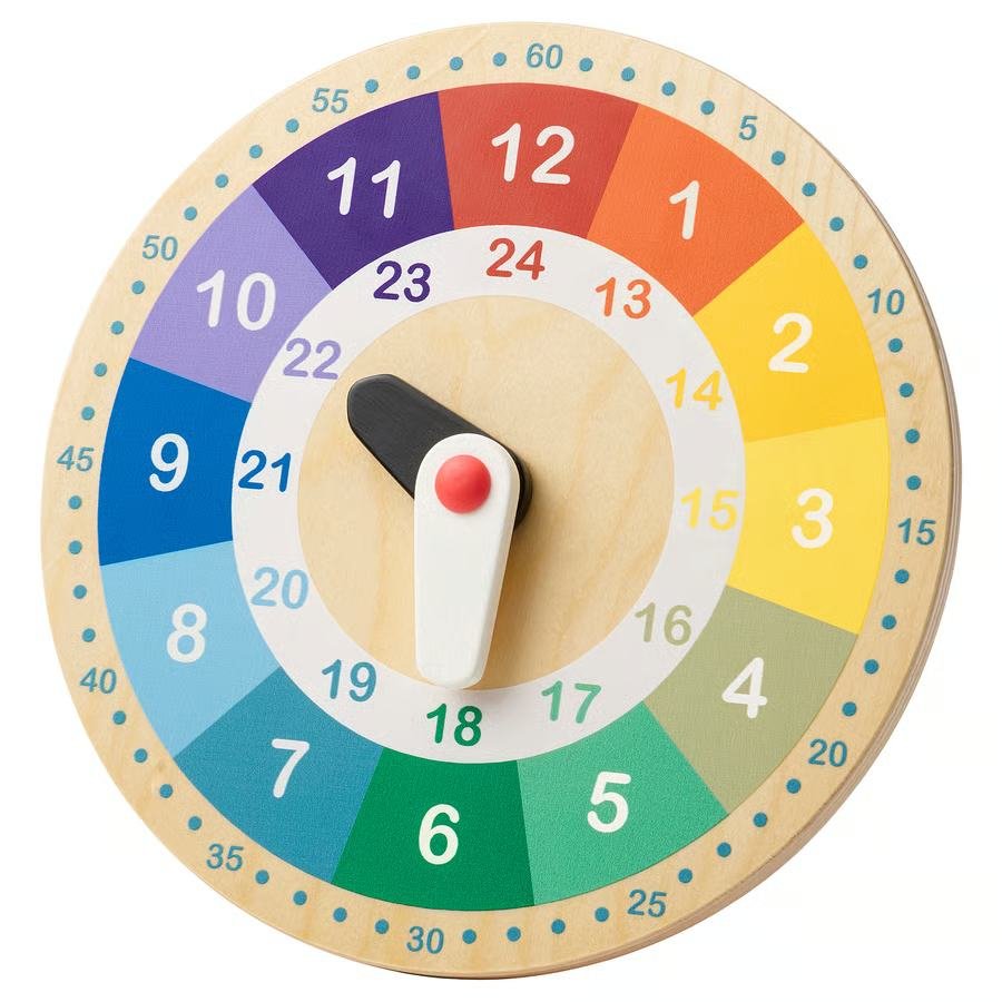 1238-1 underhalla-educational-wooden-clock-multicolour UNDERHÅLLA Educational wooden clock, multicolour, 25 cm - Image 1