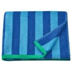 SLÅNHÖSTMAL Bath towel, bright blue/light blue striped, 70x140 cm