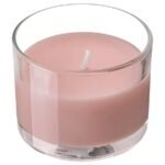 LOTSFÅGEL Scented candle in glass, red berries/light pink, 20 hr