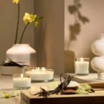 LOTSFÅGEL Scented candle in glass, vanilla/pale beige, 20 hr - Image 3