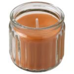 HÖKGÖK Scented candle in glass, clementine/clove/orange
